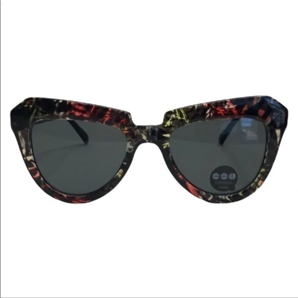 KOMONO Stella Sunglasses NEW with case Fern Red Green Floral